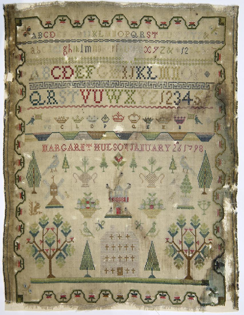 (Lot of 3) British silk on wool samplers, including an (1 of 3)