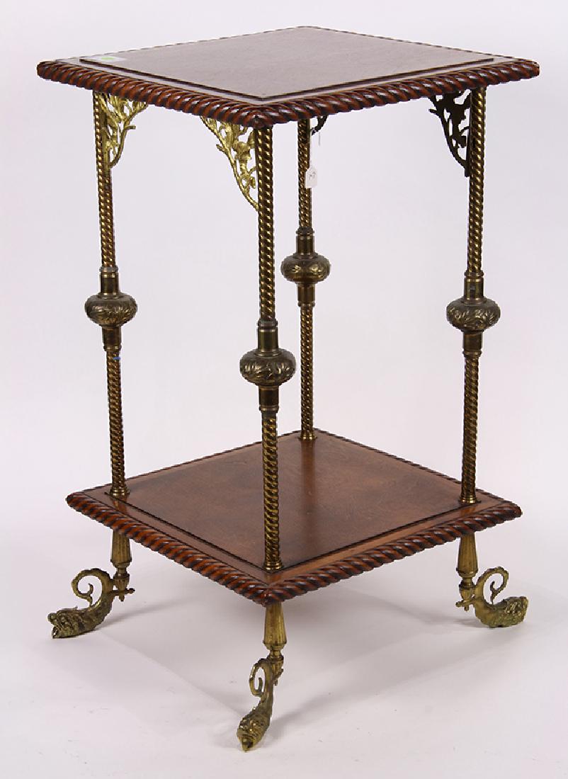 Victorian mahogany 2-tier plant stand, circa 1890, with (1 of 5)