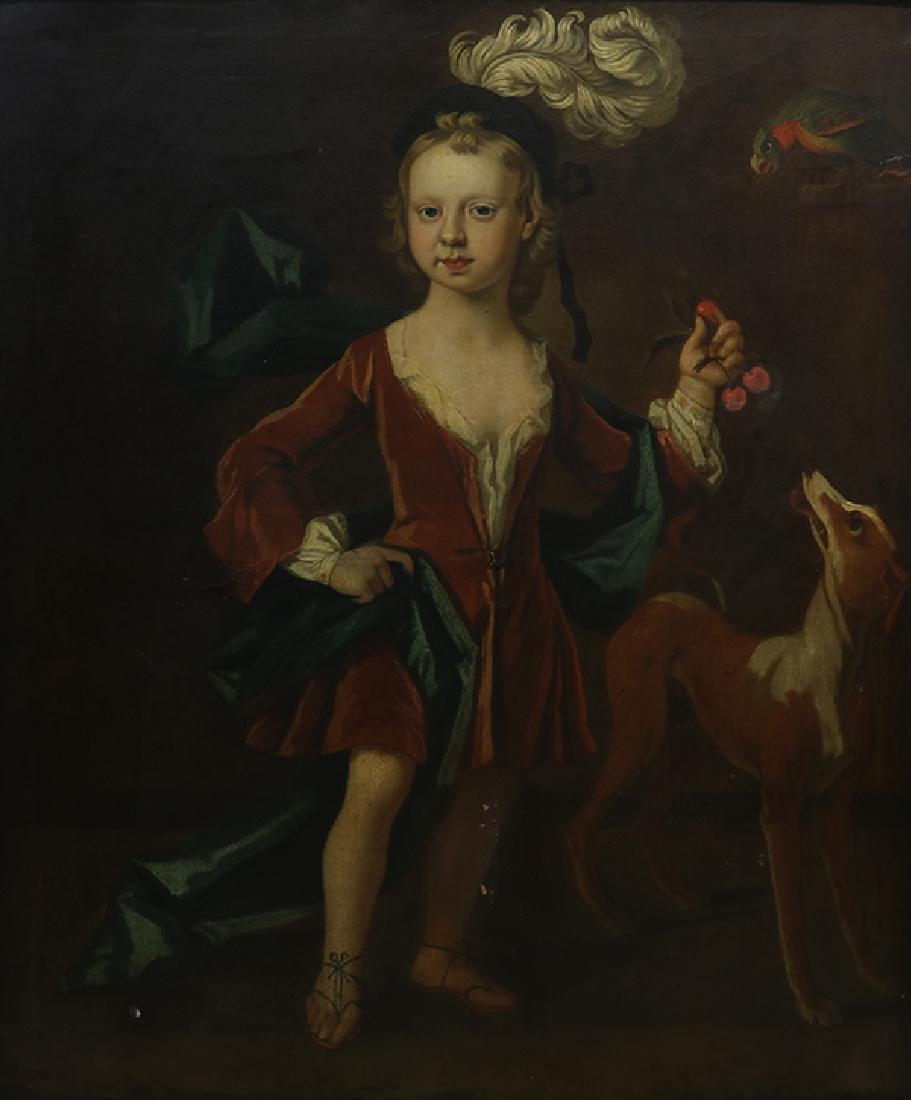 Painting, Portrait of a Young Man with Dog and Parrot, (1 of 3)