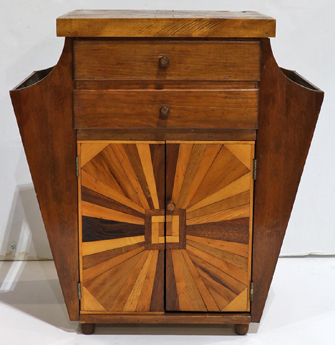 Mid-Century Modern style inlaid wood magazine stand (1 of 4)