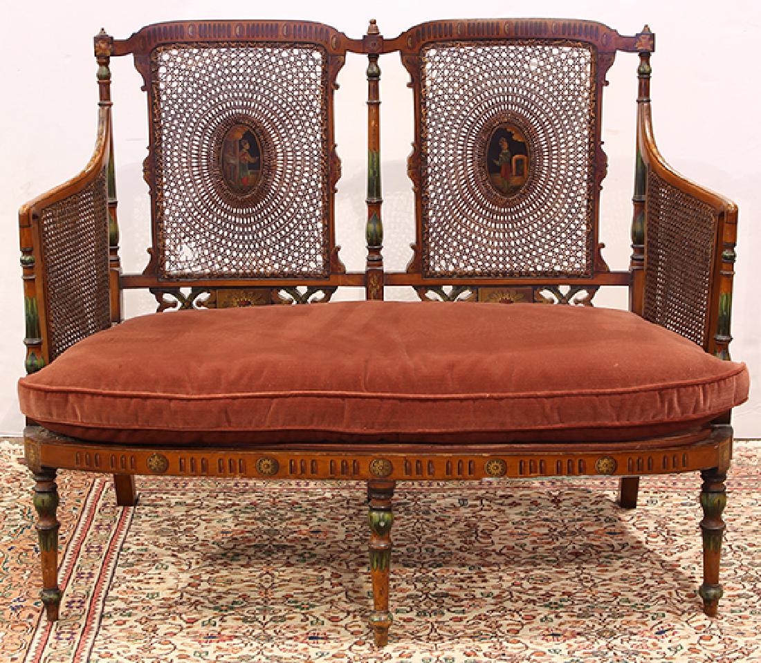 Edwardian painted satinwood settee (1 of 10)