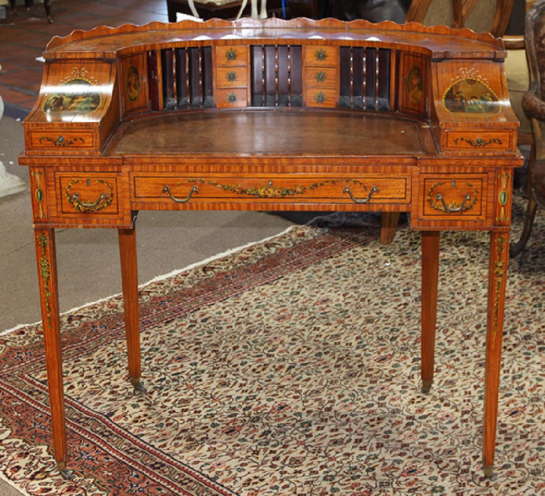 Edwardian paint decorated satinwood desk (1 of 14)