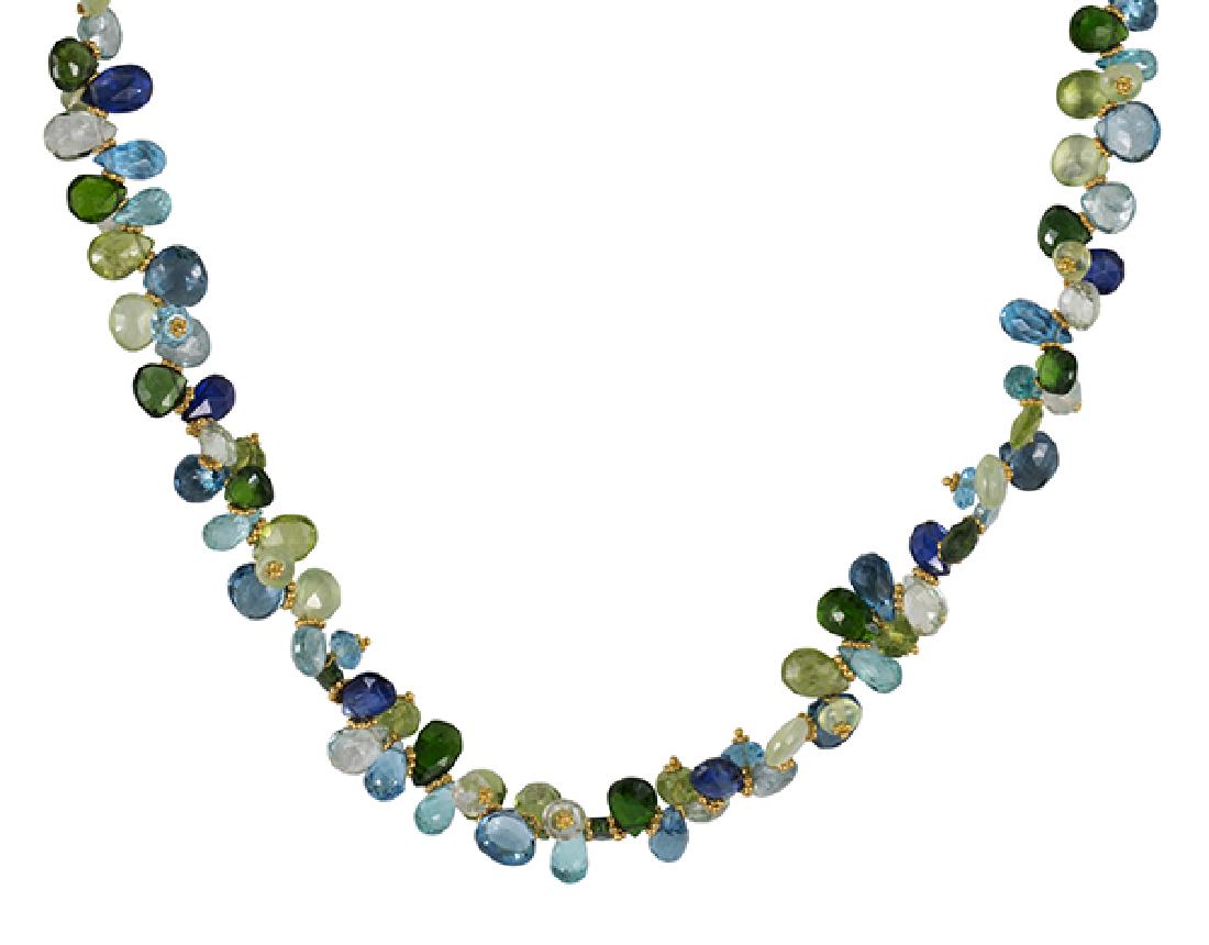 Multi-stone briolette and 18k yellow gold necklace (1 of 3)