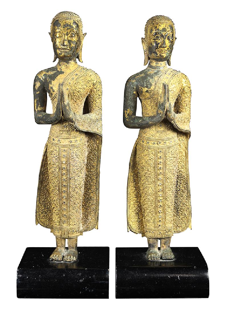 Thai Gilt Bronze Buddhist Monks (1 of 9)