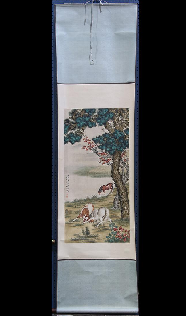 Chinese Scroll, Manner of Ma Jin, Horses (1 of 3)