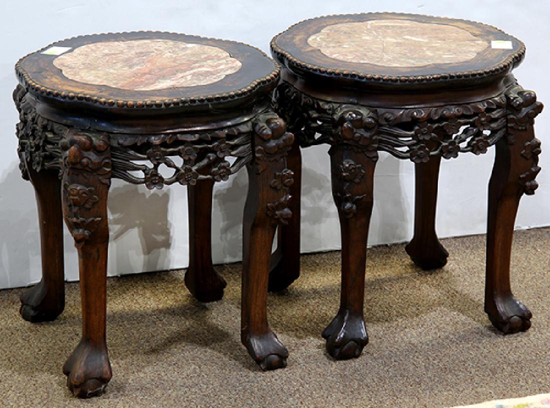Chinese Marble Inset Floral Top Side Tabes (1 of 3)