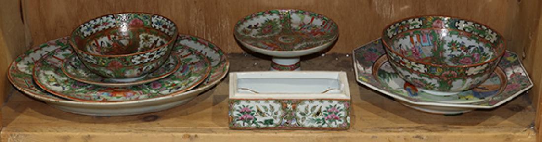 One Shelf of Chinese Rose Medallion Porcelain (1 of 1)