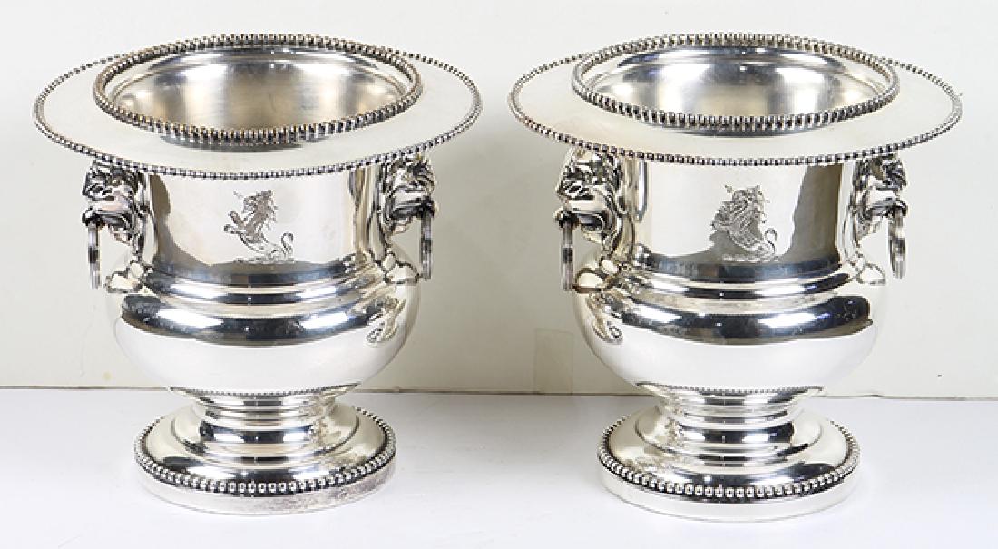 Pair of silver plate champagne coolers, executed in the (1 of 3)