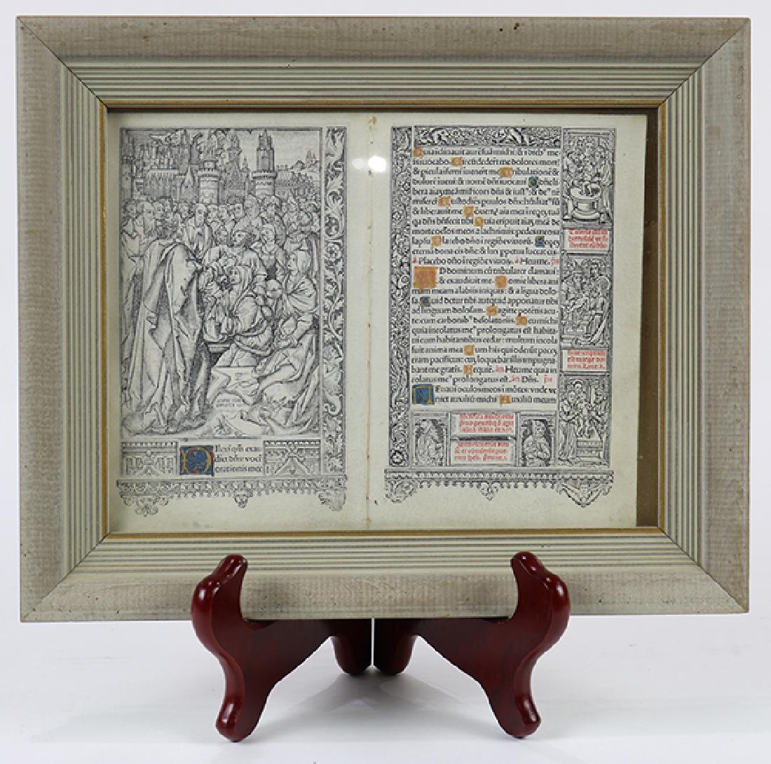 French illuminated book leaf, depicting Lazarus being (1 of 2)