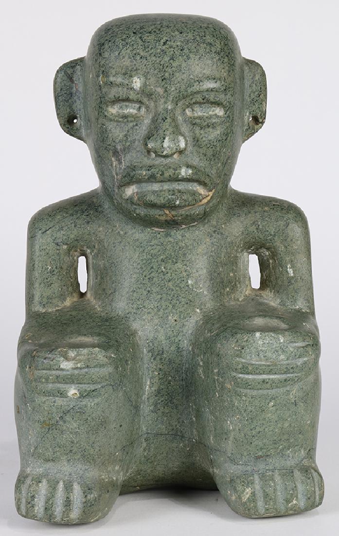 Pre-Columbian Olmec style carved stone figure, depicted (1 of 4)
