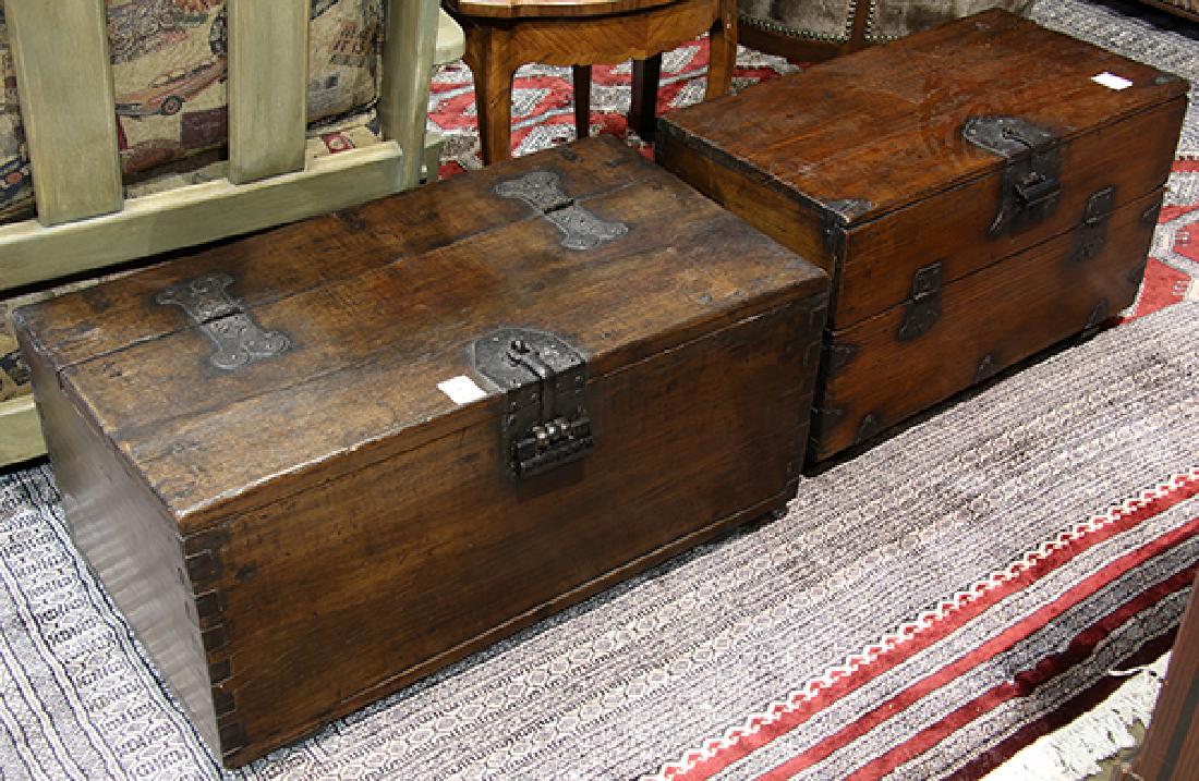 (Lot of 2) Korean wood storage or scroll chests (1 of 1)