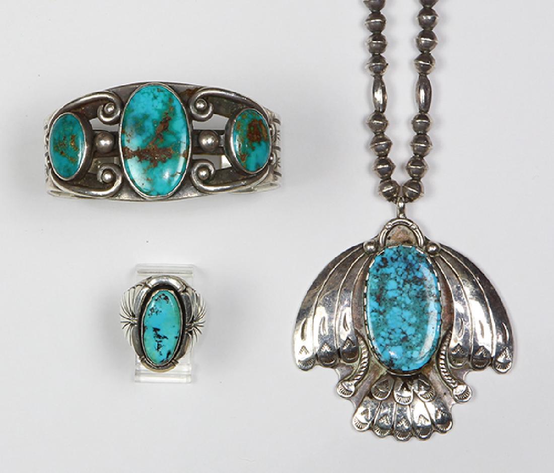 (Lot of 3) Native American turquoise, silver and (1 of 6)