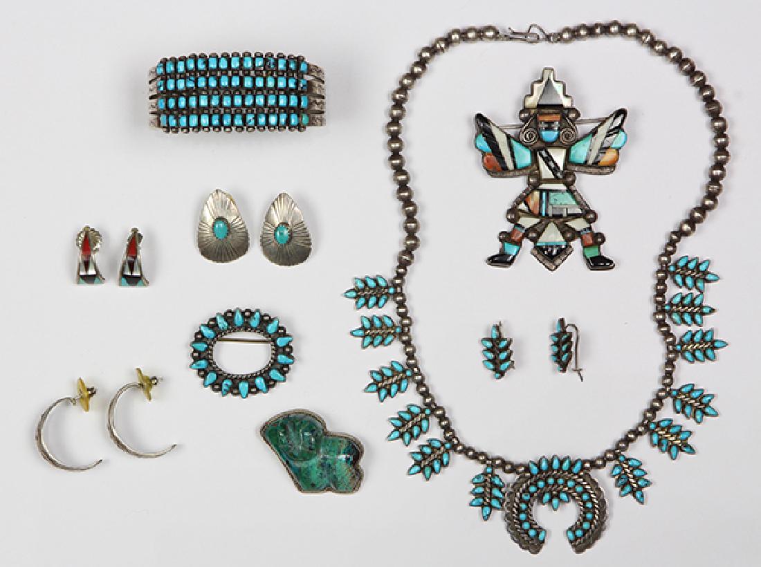 (Lot of 9) Native American multi-stone, sterling silver (1 of 3)