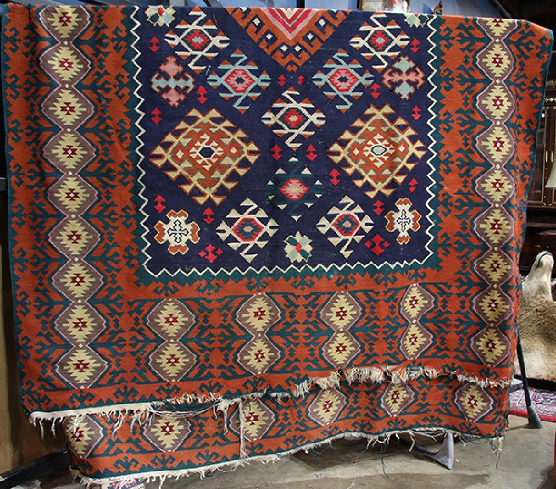 Kilim flatweave carpet, 6'10" x 9'8" (damage) (1 of 3)