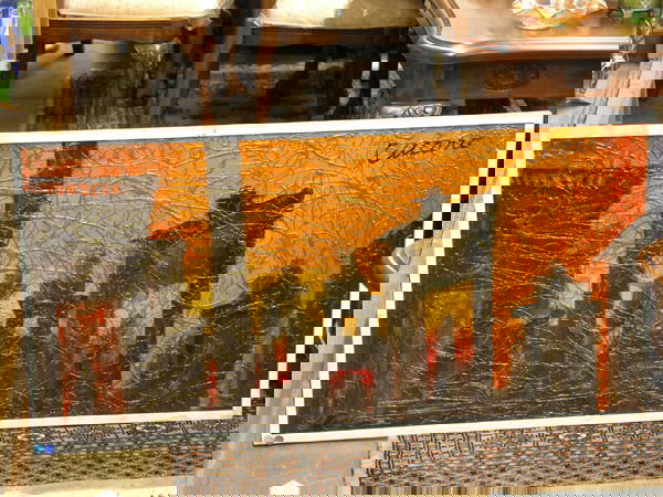 Framed Mixed Media: Framed mixed media, Gates, by Pascal Cucaro (American 1915-2004) signed upper right, 24" x 48"