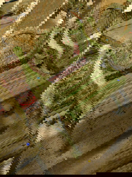 Cast iron railway bench: Cast iron garden armchair with camel medallion