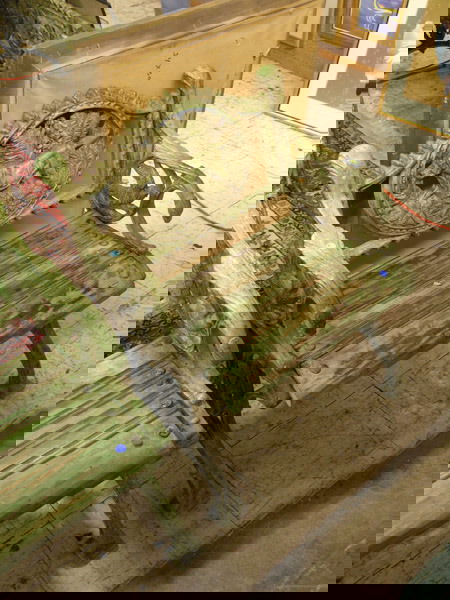 Cast iron railway bench: Cast Iron Garden Armchair with a central medallion depicting a hunting dog