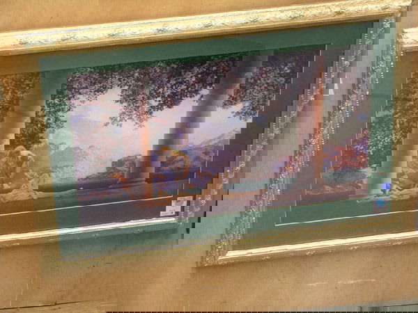 Maxfield Parrish reproduction print: Two framed Maxfield Parrish reproduction prints