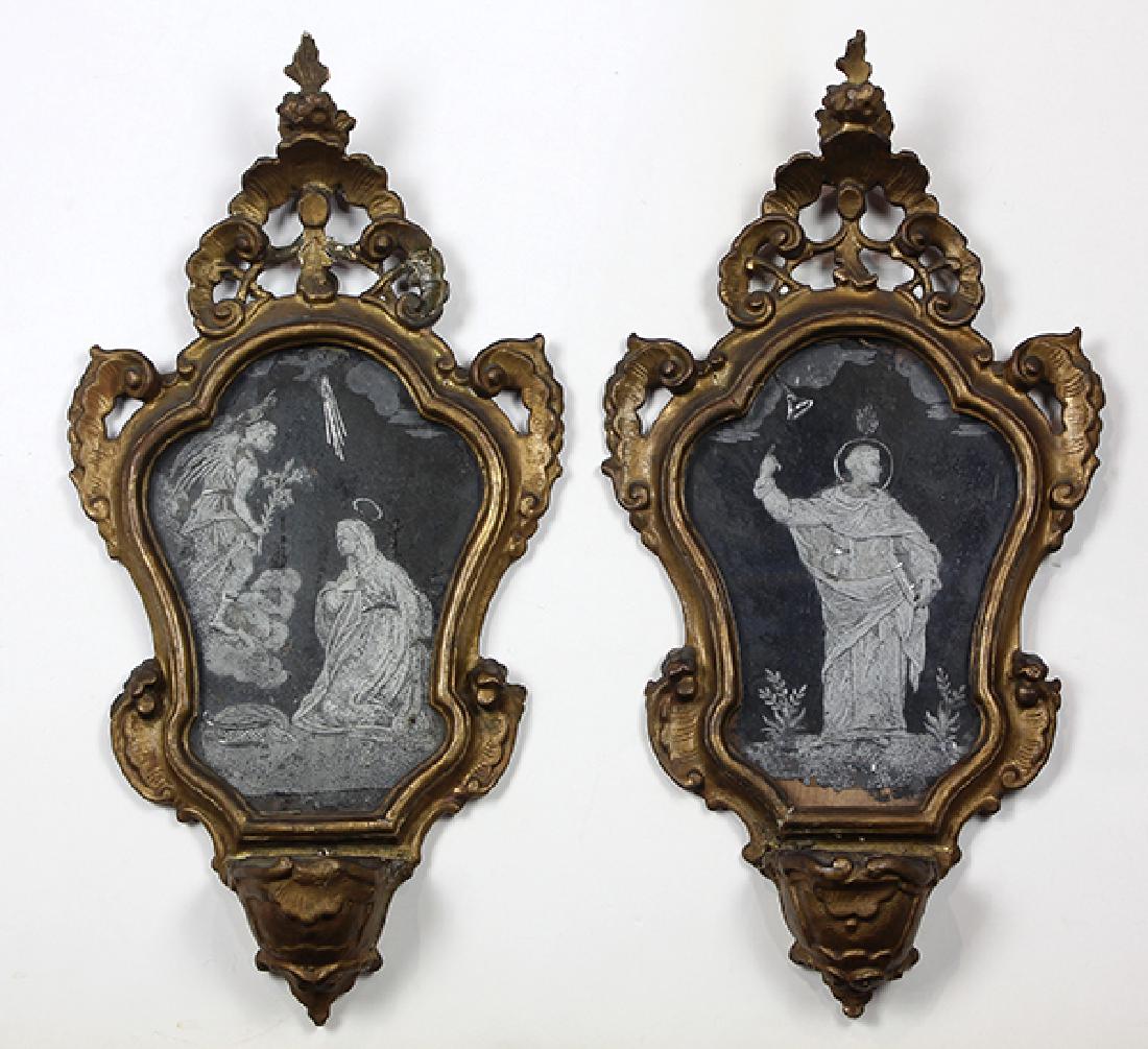 Pair of Louis XV giltwood framed ecclesiastical alms (1 of 2)