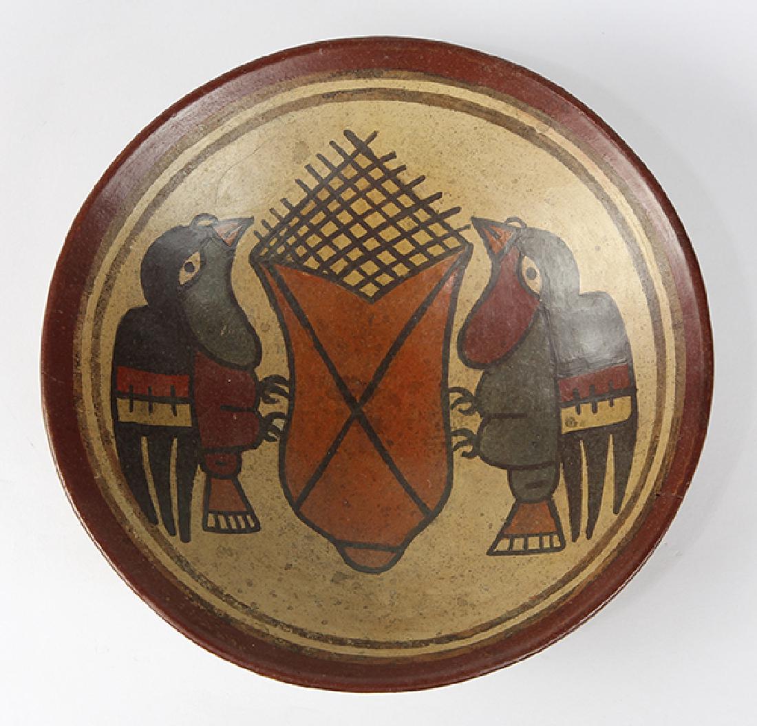 Peruvian plate depicting two birds and a nest (1 of 3)