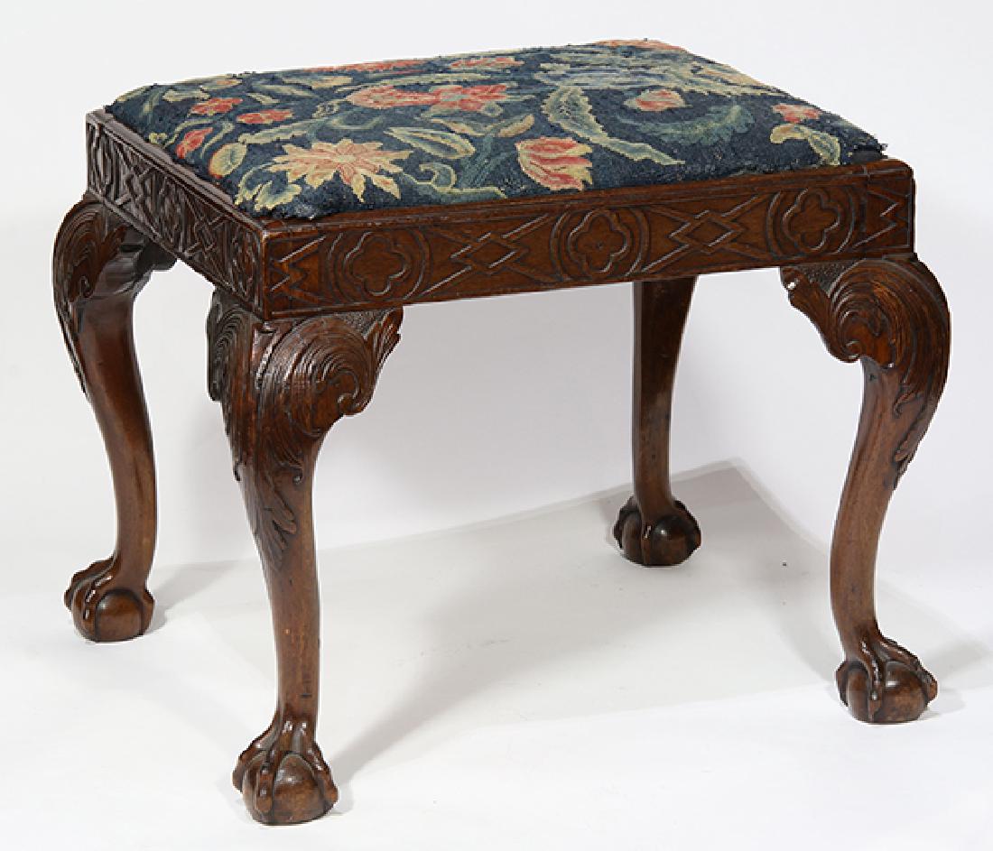 Queen Anne needlepoint upholstered footstool circa (1 of 6)