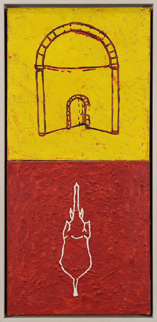 Painting, Jane Hammond: Jane Hammond (American b. 1950) ""Untitled (Elephant) "" 1989 oil on canvas unsigned gallery labels (Graystone Gallery San Francisco California) and (Champion Corporate Art Collection) affixed verso c