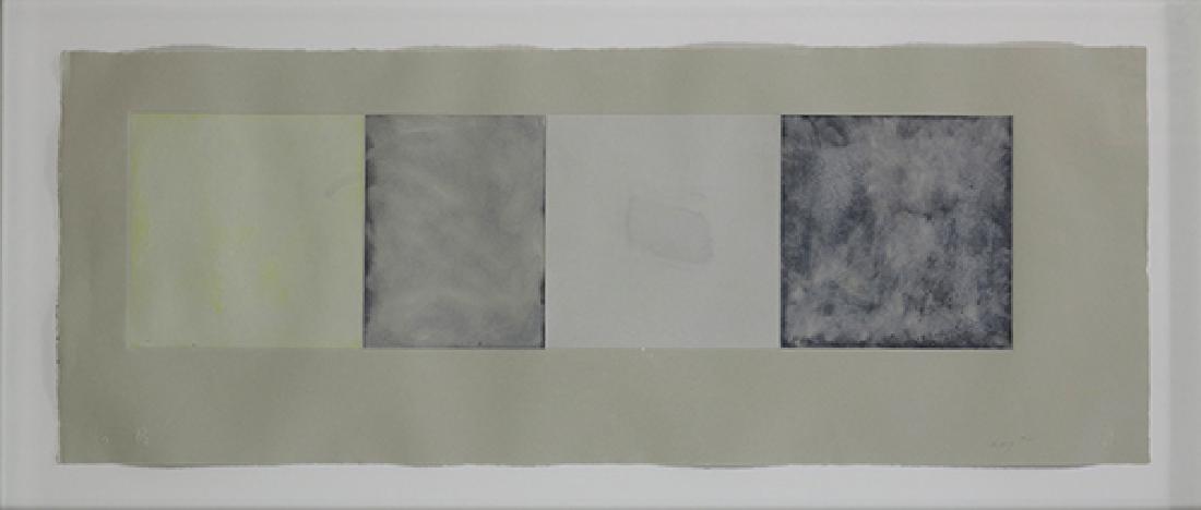 Print, Ed Moses: Ed Moses (American b. 1926) Untitled (Concrete) 1980 lithograph initialed and dated in pencil lower right with the blindstamp of the publisher (3 EP Ltd Palo Alto) lower left image: 7.75""h x 29.5""w