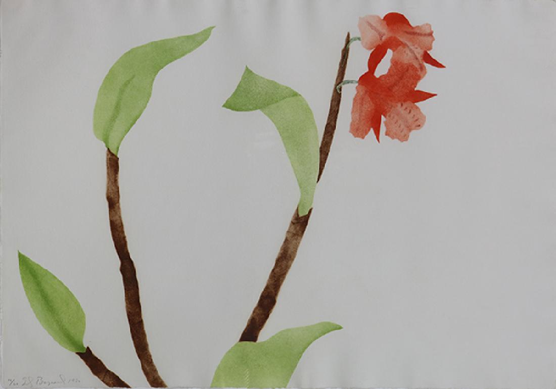 Print, Ed Baynard: Ed Baynard (American 1940-2016) ""Orchid "" 1980 woodblock in colors pencil signed dated lower left edition 19/60 sheet: 29.75""h x 42""w overall (with frame): 36""h x 48""w