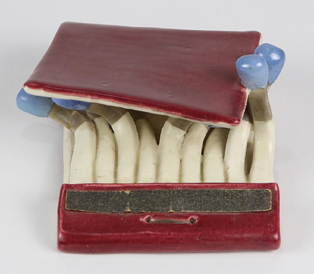 Ceramic Sculpture, Marilyn Levine: Marilyn Levine (American/Canadian 1935-2005) Matches painted ceramic sculpture unsigned overall: 2.5""h x 6""w x 4""d