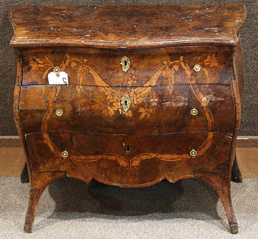 Italian Rococo inlaid walnut commode (1 of 3)