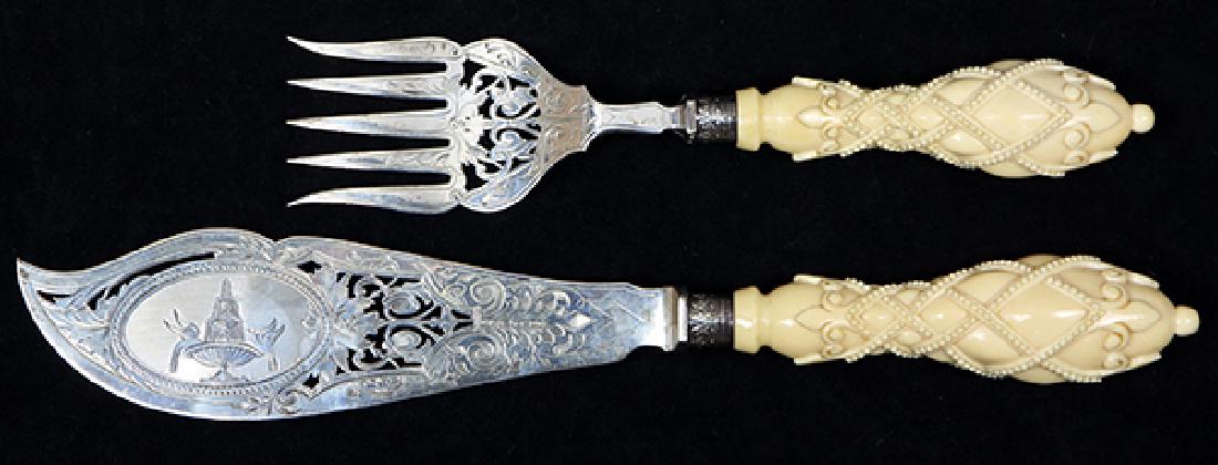 (lot of 2) English silver fish serving set London by (1 of 2)