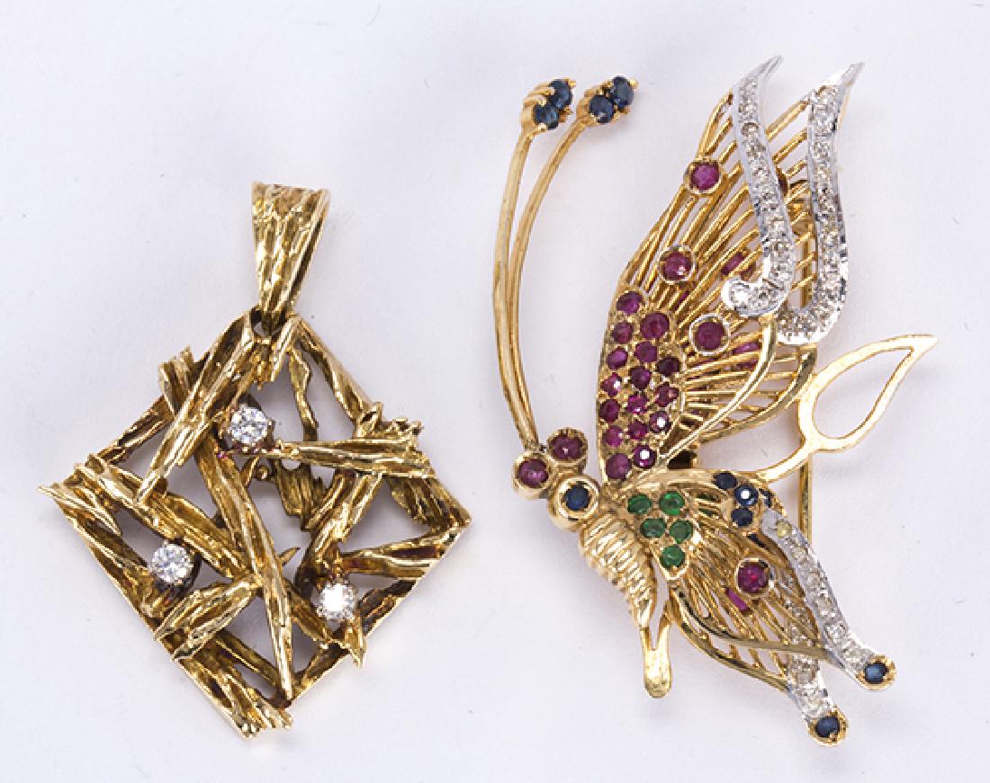 (Lot of 2) Diamond, multi-stone and gold jewelry items (1 of 2)