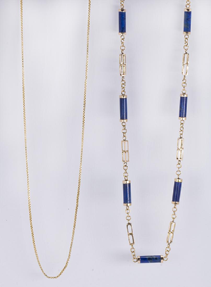 (Lot of 2) Lapis lazuli and yellow gold necklaces (1 of 2)