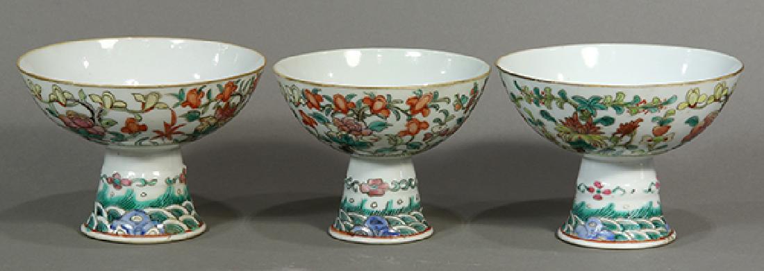 Three Chinese Porcelain Footed Bowls (1 of 6)