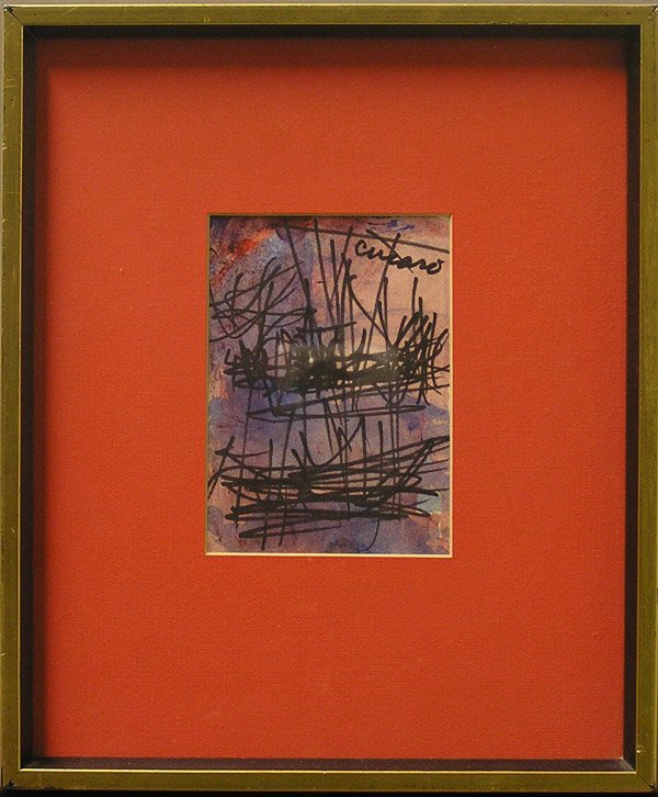 drawing Pascal Cucaro abstract: Framed pen/ink drawing, Abstract, by Pascal Cucaro (Californian 1915-2004), signed upper right, overall: 12.5''H x 10''W