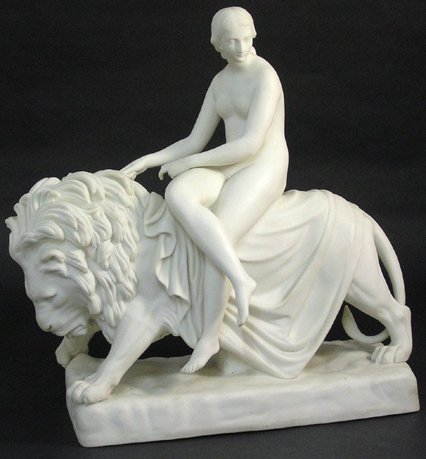 Minton parian figural Una and the Lion