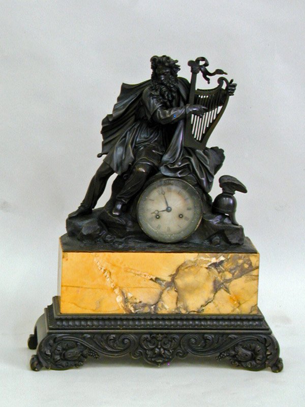 Sienna Marble, Bronze Mantle Clock