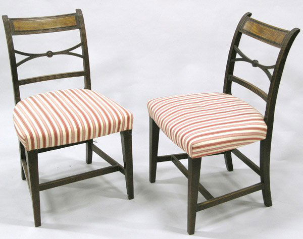 Sheraton mahogany chairs: Pair of Sheraton mahogany side chairs Provenance: Estate of Edward Dixon Heise (second cousin of artist Maynard Dixon), San Francisco, CA