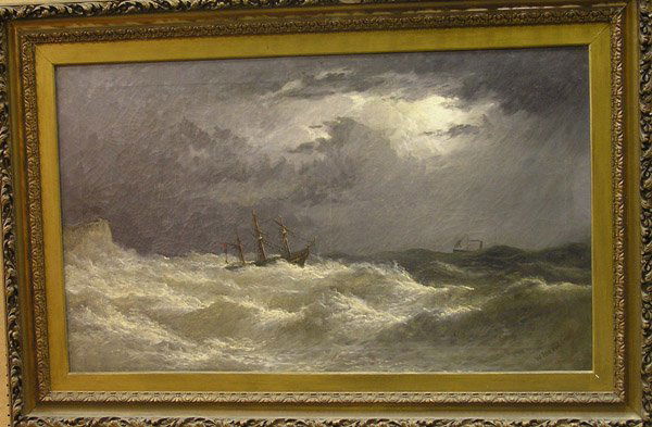 Painting W.F. Harrison British Nautical: Framed oil on canvas, ''Rescue'', by William Frederick Harrison (British 1815-1880), signed lower right, sight: 30''H x 50''W