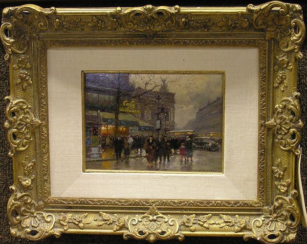 Painting Edouard Cortes French: Framed oil on board, ''Cafe de la Paix'' by Edouard Leon Cortes (French 1882-1969) signed lower right, sight: 6.25''H x 8.75''W. Provenance: David Klein, Klein Art Gallery, Los Angeles, California; To