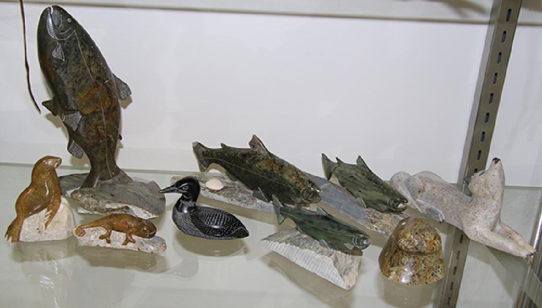 (lot of 9) Inuit Eskimo carved serpetine and soupstone (1 of 1)