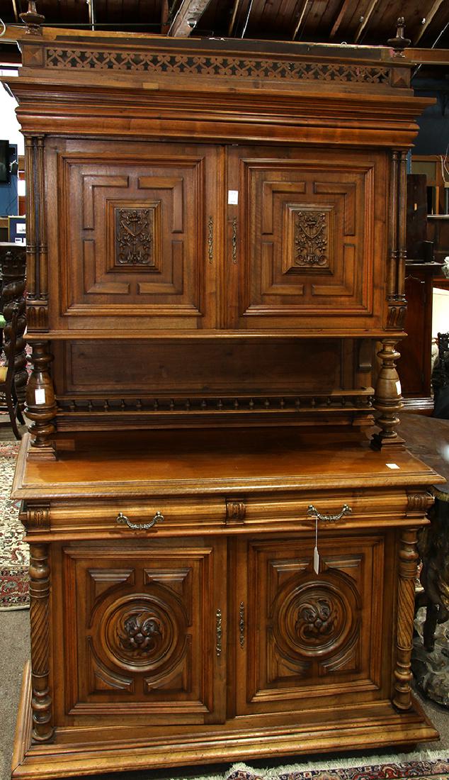 Henry II style oak buffet, having a pierced top flanked (1 of 4)
