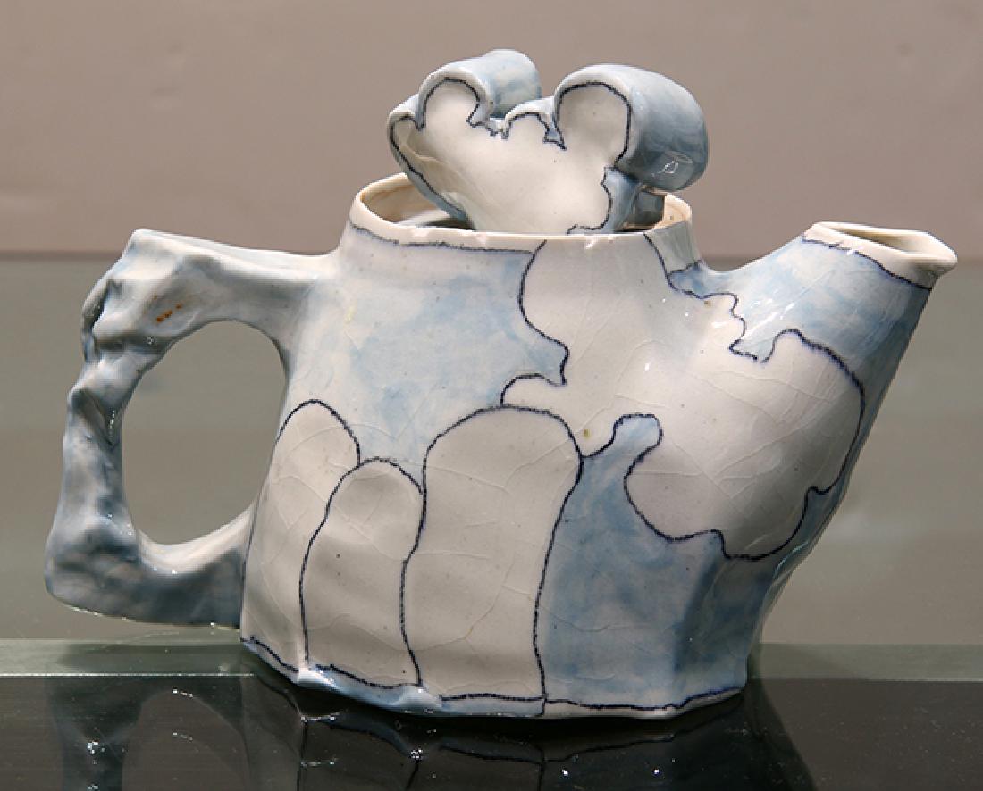 Ceramic Sculpture, Mieke Juta: Juta Savage (American 20th century) Cloud Teapot ceramic teapot with lid signed on bottom overall (with lid): 6.5""h x 9""w x 5.25""d