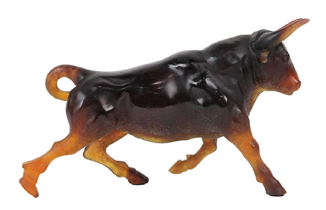 Daum pate de verre figural sculpture of a bull (1 of 5)