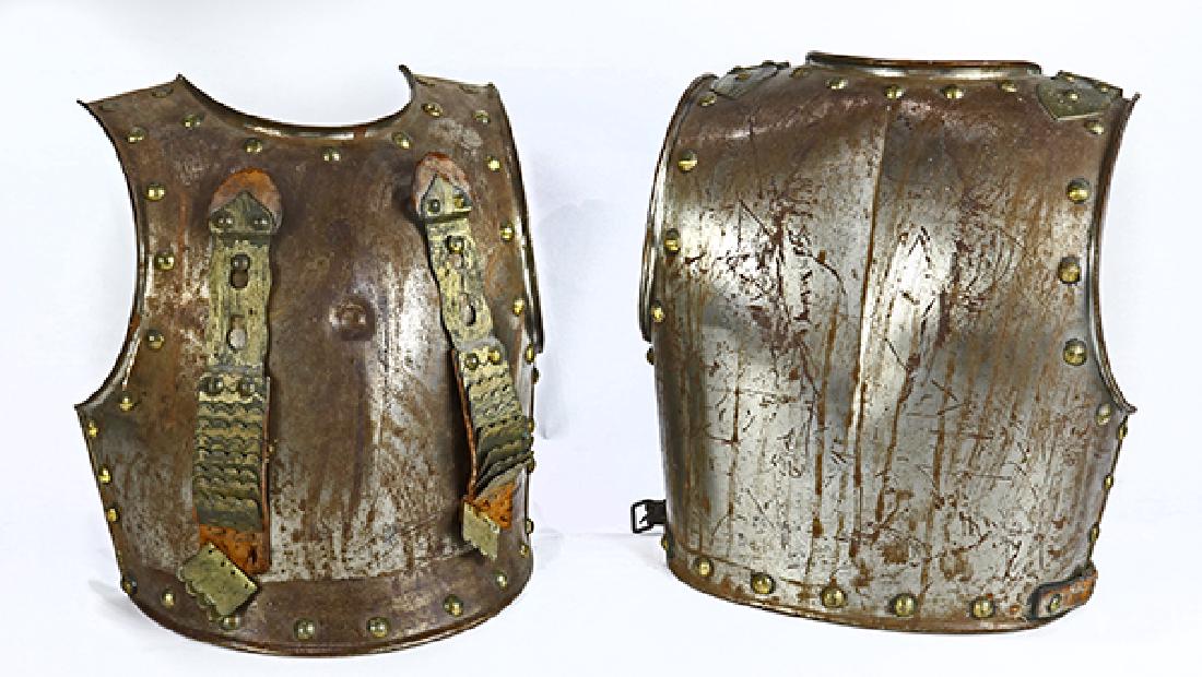 Medievel style armor breastplate and backplate: Medievel style armor breastplate and backplate, retains leather fasteners