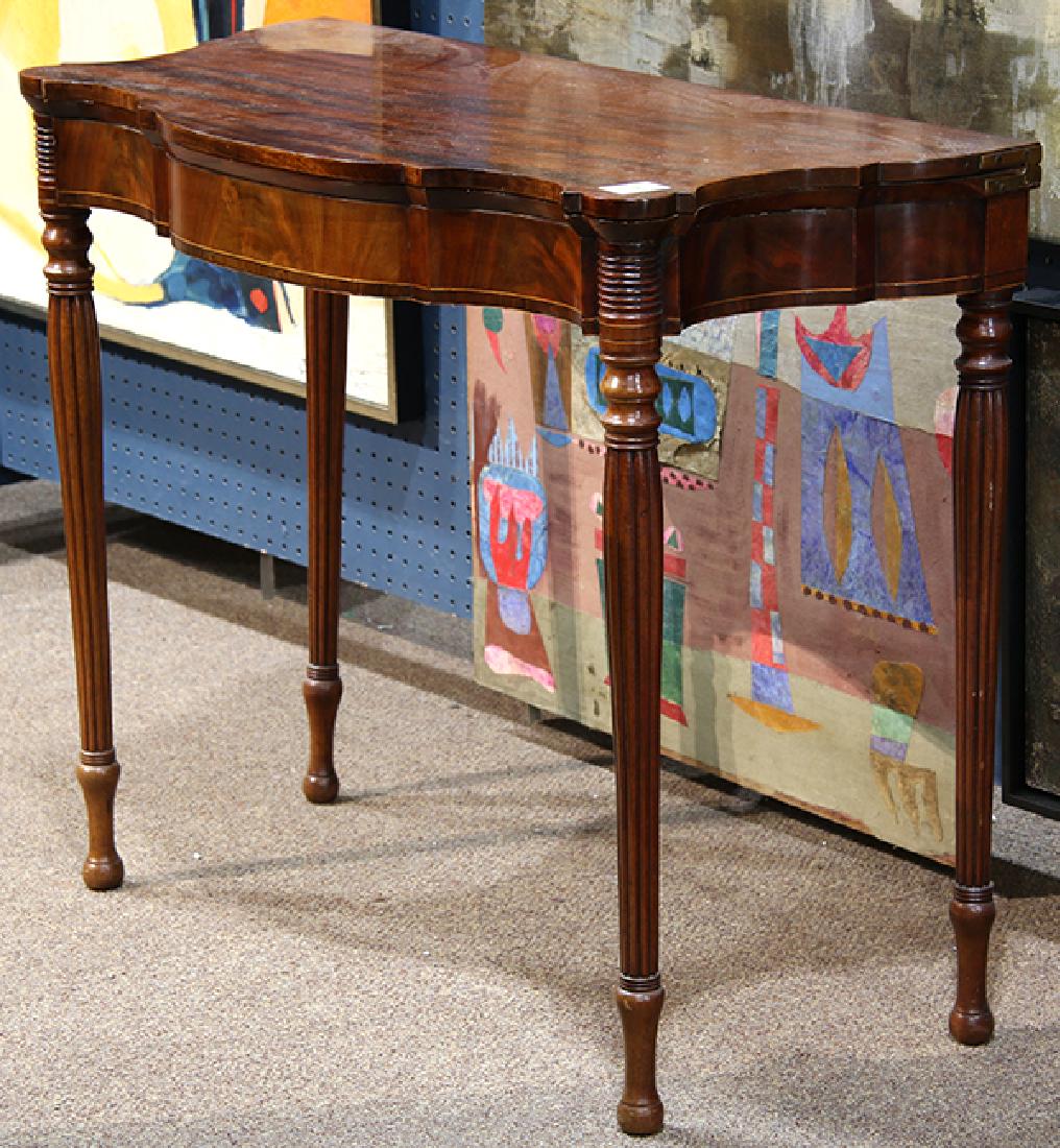Federal inlaid mahogany games table circa 1790, having (1 of 3)