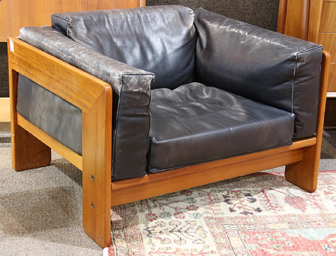 Bastiano teak and black leather chair (1 of 1)