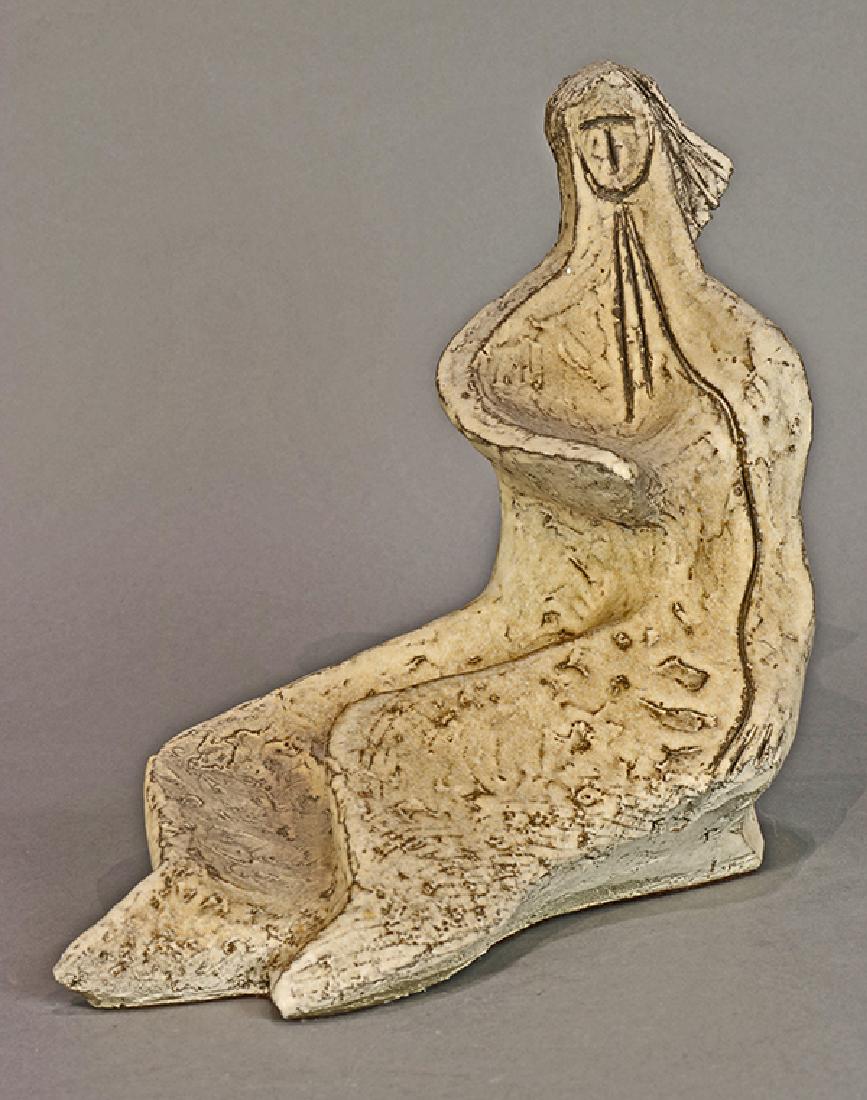 Lee Rosen Design Technics ceramic sculpture of stylized: Lee Rosen Design Technics ceramic sculpture of stylized woman, having a contoured form and signed at base, 10"h x 12"w