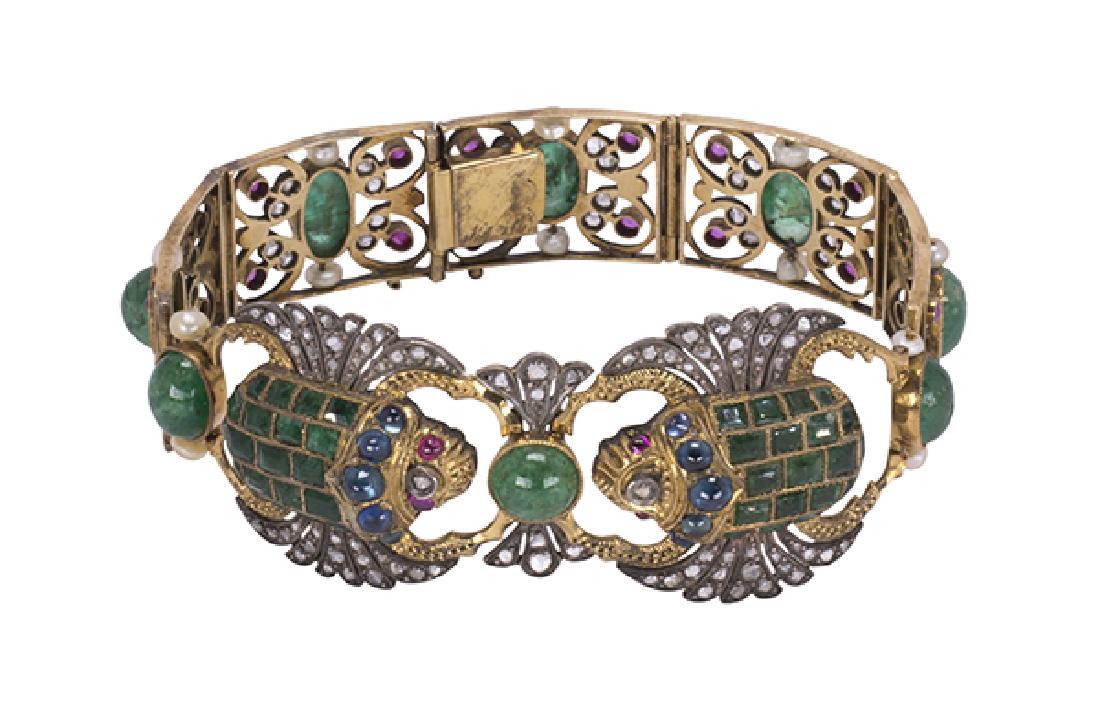 Egyptian Revival multi-stone and silver topped 18k (1 of 6)