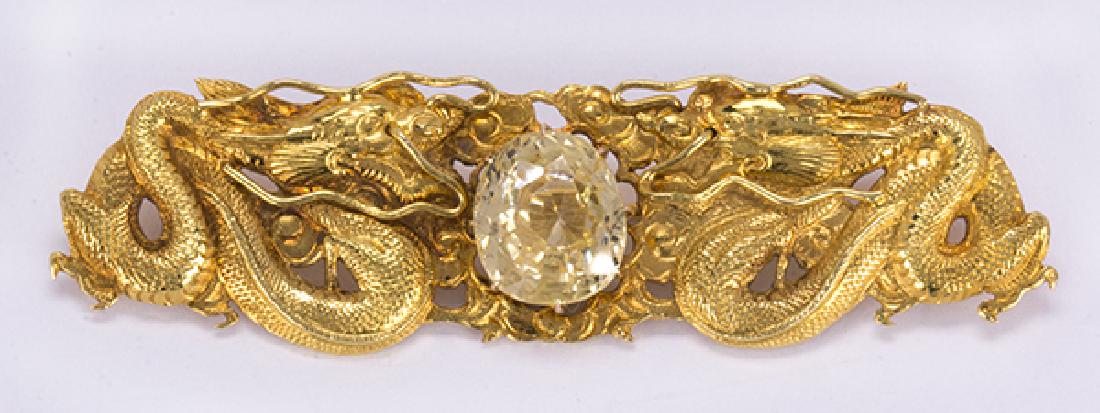 Yellow sapphire, 14k yellow gold dragon brooch (1 of 4)